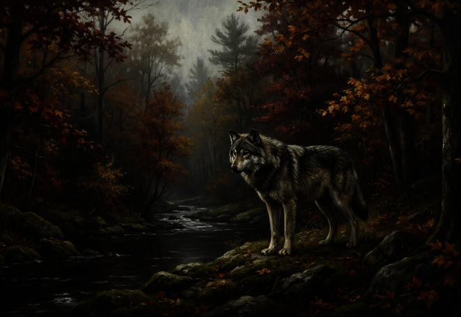 Traces de loup dans la forêt